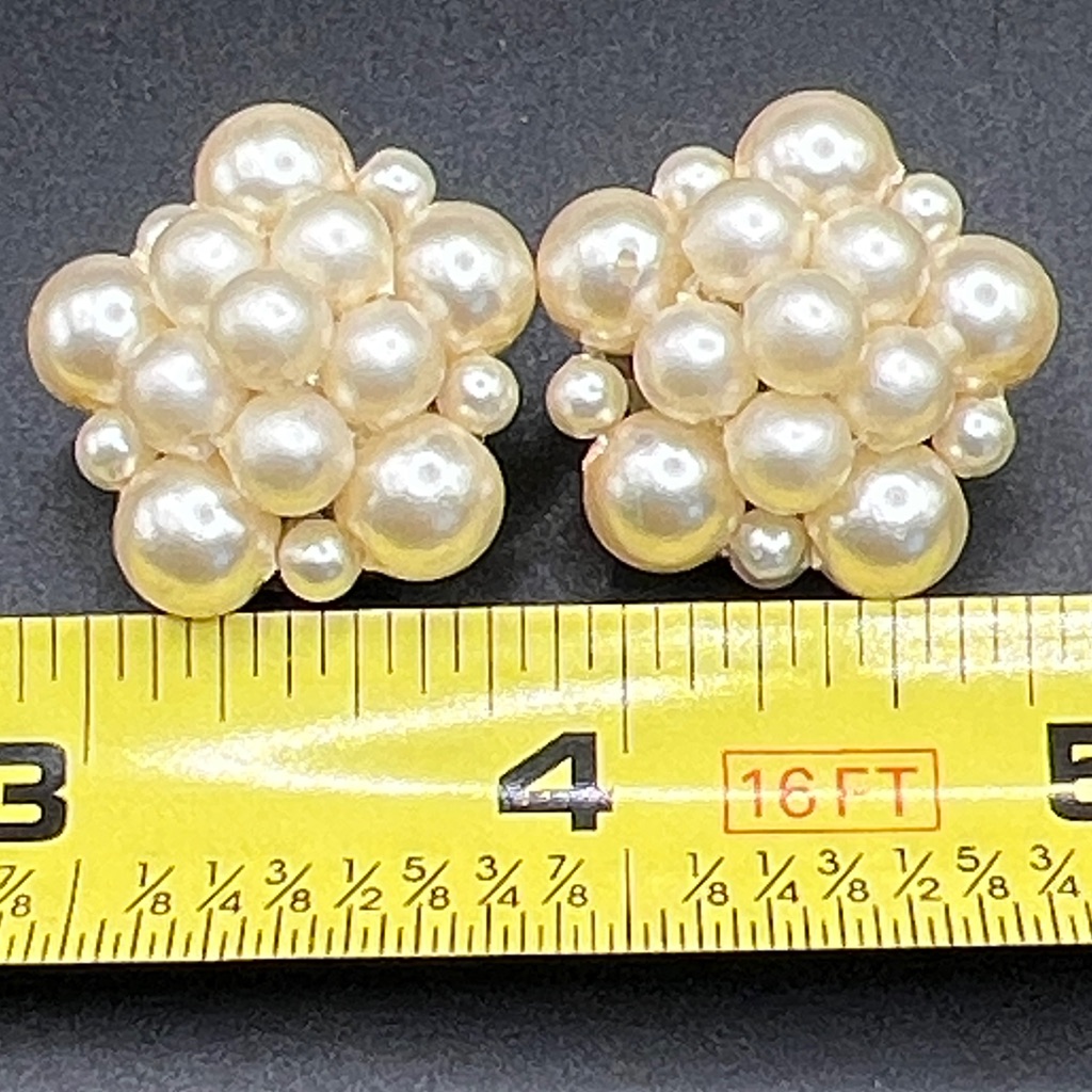 Vintage 1950’s Hong Kong Cluster Bead Earrings